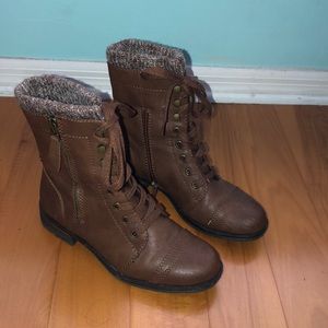 Brown leather boots